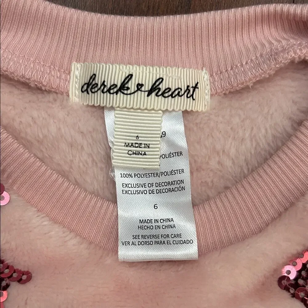 Derek Heart Kid’s Deliciously Soft Pink Set with Sequin Bow Details, Size 6